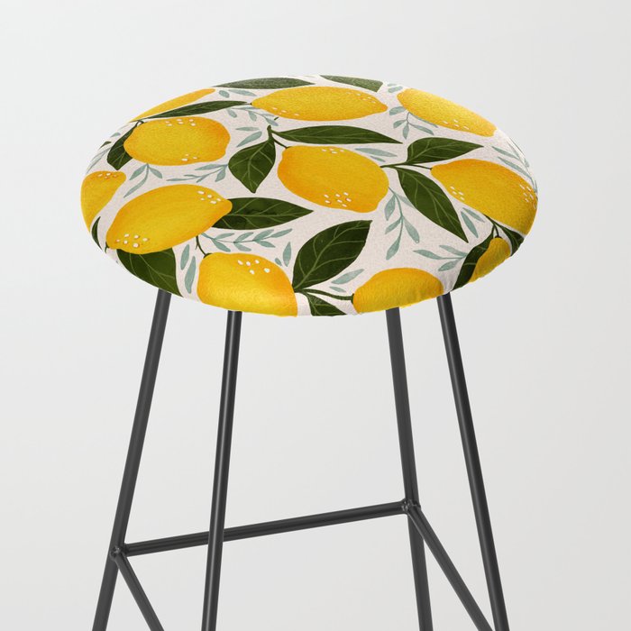 Mediterranean Summer Lemons Pattern Stool Gallery Image 2