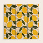 Mediterranean Summer Lemons Pattern Wood Wall Art Gallery Image 1