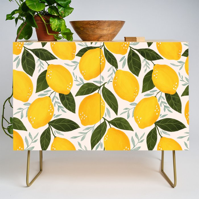 Mediterranean Summer Lemons Pattern Credenza Gallery Image 1