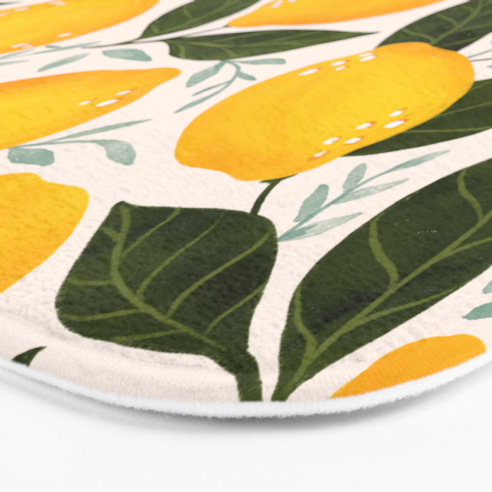 Mediterranean Summer Lemons Pattern Bath Mat Gallery Image 3