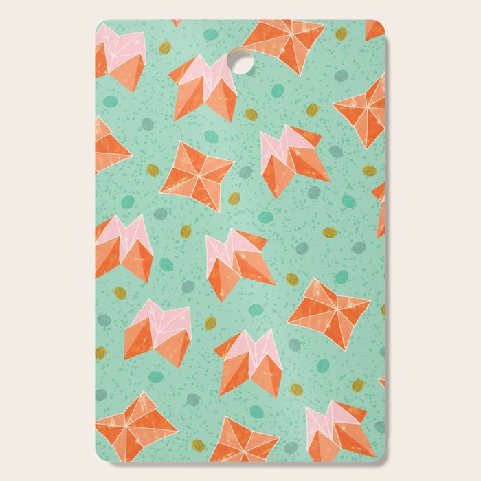 Origami Fortune Teller in Seafoam Green & Orange Cutting Board Gallery Image 1
