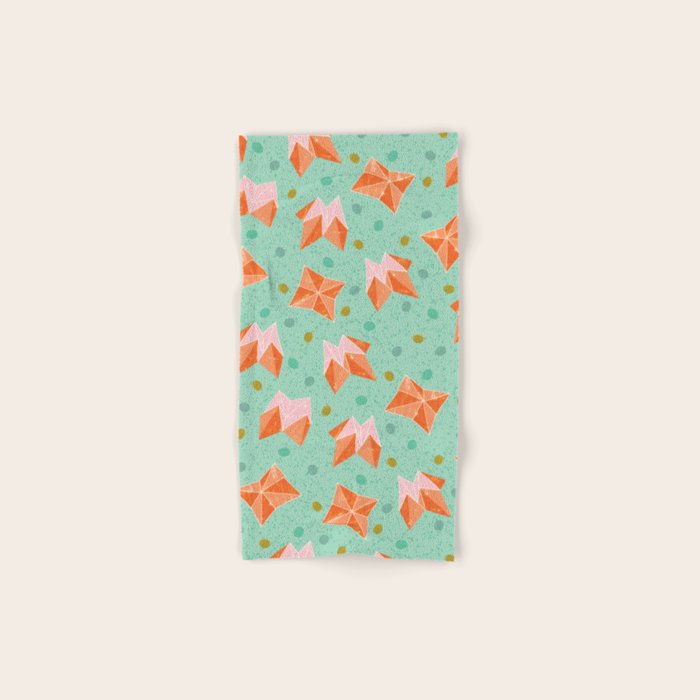 Origami Fortune Teller in Seafoam Green & Orange Bath Towel Gallery Image 1