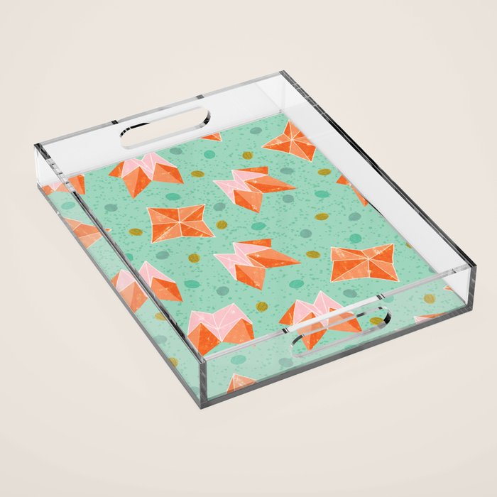 Origami Fortune Teller in Seafoam Green & Orange Acrylic Tray Gallery Image 1