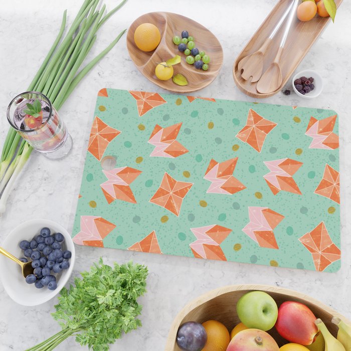 Origami Fortune Teller in Seafoam Green & Orange Cutting Board Gallery Image 2