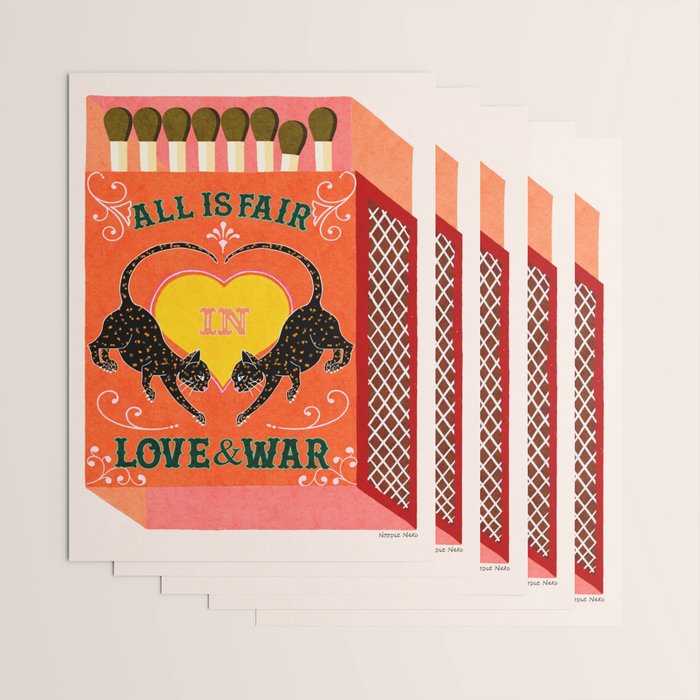 All is Fair in Love and War Vintage Matchbox Retro Orange Palette with Leopard Wrapping Paper Gallery Image 3