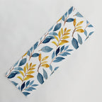 Watercolor Leaves, Yellow and Blue, Floral Prints Yoga Mat Gallery Image 1