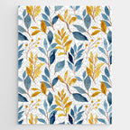 Watercolor Leaves, Yellow and Blue, Floral Prints Jigsaw Puzzle Gallery Image 1