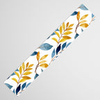 Watercolor Leaves, Yellow and Blue, Floral Prints Table Runner Gallery Image 3