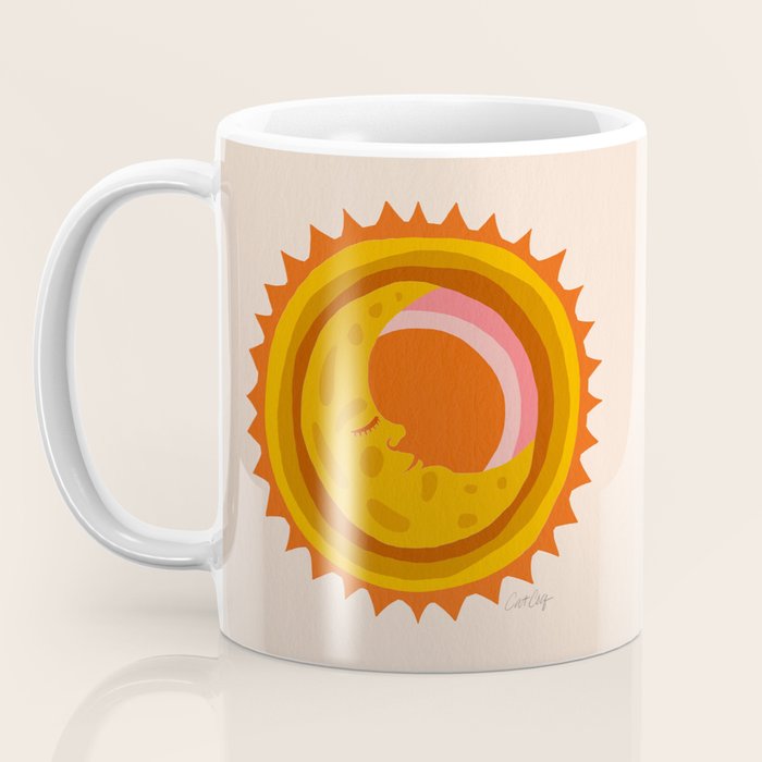 Moon Glow - Retro Ochre Coffee Mug Gallery Image 3