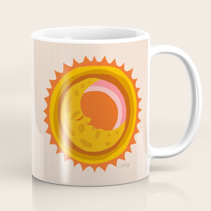Moon Glow - Retro Ochre Coffee Mug Gallery Image 1
