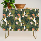 Drawing of exotic birds in the dark jungle Credenza Gallery Image 1