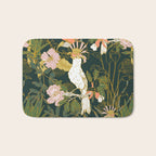 Drawing of exotic birds in the dark jungle Bath Mat Gallery Image 1