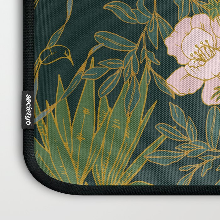 Drawing of exotic birds in the dark jungle Laptop Sleeve Gallery Image 3