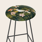 Drawing of exotic birds in the dark jungle Stool Gallery Image 2