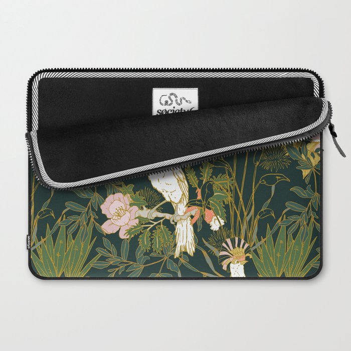 Drawing of exotic birds in the dark jungle Laptop Sleeve Gallery Image 2