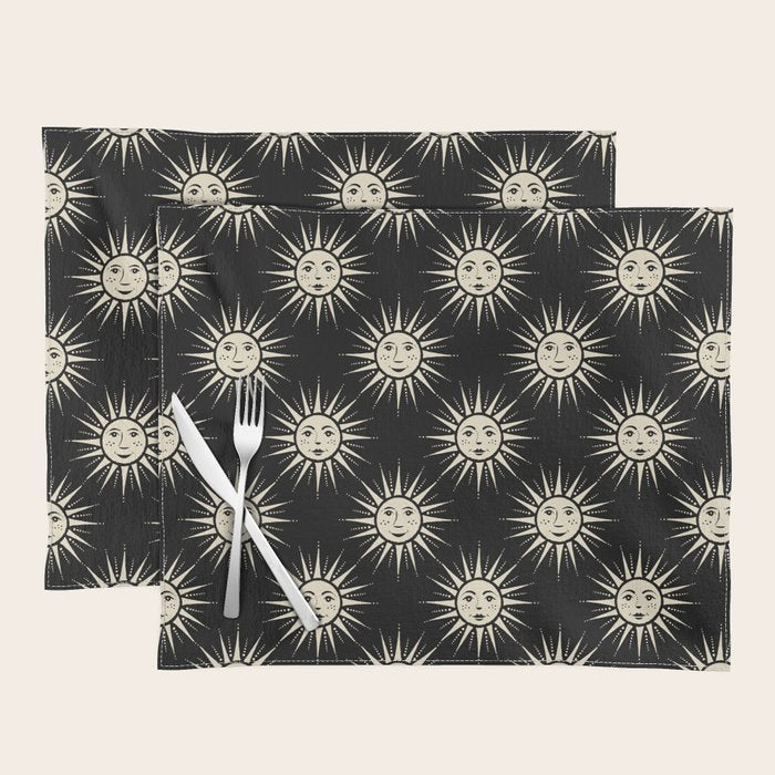 Freckled Suns - black and cream Placemat Gallery Image 1