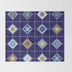 Talavera Mexican Tile - Navy & Bronze Palette Throw Blanket Gallery Image 2