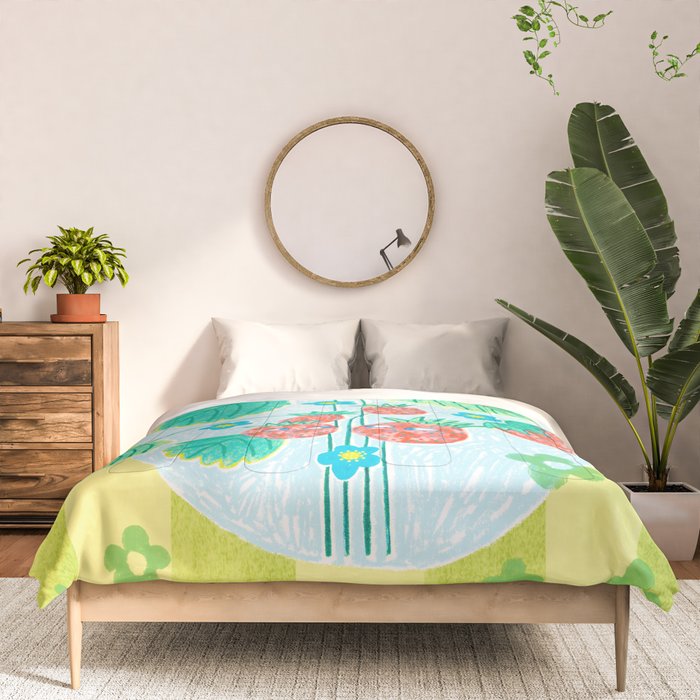 Sweet Strawberry Plant Friends in Lime & Pink Comforter Gallery Image 3