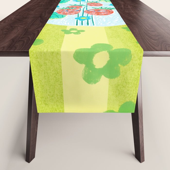 Sweet Strawberry Plant Friends in Lime & Pink Table Runner Gallery Image 1