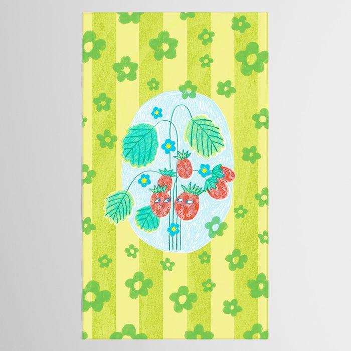 Sweet Strawberry Plant Friends in Lime & Pink Tablecloth Gallery Image 2