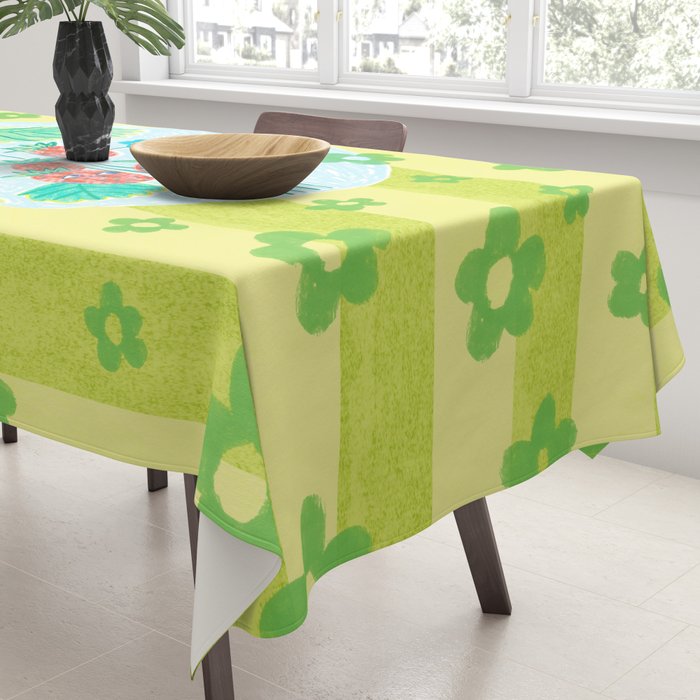 Sweet Strawberry Plant Friends in Lime & Pink Tablecloth Gallery Image 3