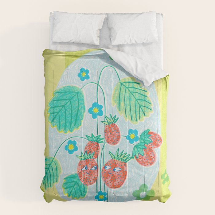 Sweet Strawberry Plant Friends in Lime & Pink Comforter Gallery Image 6