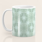 Mid Century Modern Atomic Stars Checkered Starburst Pattern in Retro Sea Glass Green Tones Coffee Mug Gallery Image 3