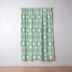 Mid Century Modern Atomic Stars Checkered Starburst Pattern in Retro Sea Glass Green Tones Window Curtain Gallery Image 3