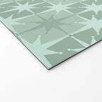 Mid Century Modern Atomic Stars Checkered Starburst Pattern in Retro Sea Glass Green Tones Welcome Mat Gallery Image 2