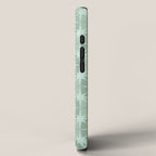 Mid Century Modern Atomic Stars Checkered Starburst Pattern in Retro Sea Glass Green Tones iPhone Case Gallery Image 2