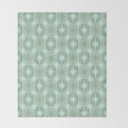 Mid Century Modern Atomic Stars Checkered Starburst Pattern in Retro Sea Glass Green Tones Throw Blanket Gallery Image 2