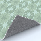 Mid Century Modern Atomic Stars Checkered Starburst Pattern in Retro Sea Glass Green Tones Rug Gallery Image 4