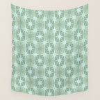 Mid Century Modern Atomic Stars Checkered Starburst Pattern in Retro Sea Glass Green Tones Wall Tapestry Gallery Image 4