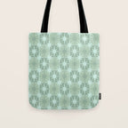 Mid Century Modern Atomic Stars Checkered Starburst Pattern in Retro Sea Glass Green Tones Tote Bag Gallery Image 1