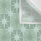 Mid Century Modern Atomic Stars Checkered Starburst Pattern in Retro Sea Glass Green Tones Wall Tapestry Gallery Image 3