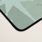 Mid Century Modern Atomic Stars Checkered Starburst Pattern in Retro Sea Glass Green Tones Desk Mat Gallery Image 4