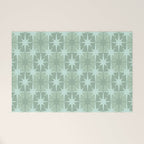 Mid Century Modern Atomic Stars Checkered Starburst Pattern in Retro Sea Glass Green Tones Welcome Mat Gallery Image 1