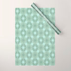 Mid Century Modern Atomic Stars Checkered Starburst Pattern in Retro Sea Glass Green Tones Wrapping Paper Gallery Image 1