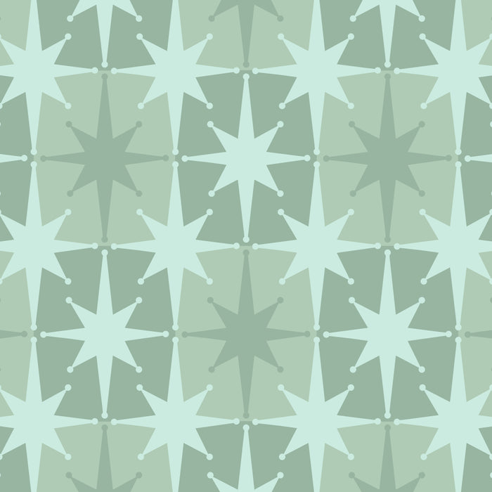 Mid Century Modern Atomic Stars Checkered Starburst Pattern in Retro Sea Glass Green Tones Coffee Mug Gallery Image 2