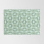 Mid Century Modern Atomic Stars Checkered Starburst Pattern in Retro Sea Glass Green Tones Rug Gallery Image 2