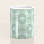 Mid Century Modern Atomic Stars Checkered Starburst Pattern in Retro Sea Glass Green Tones Coffee Mug Gallery Image 4