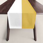 Mustard Yellow and White Minimalist Color Block Solid Half and Half Table Runner Gallery Image 1