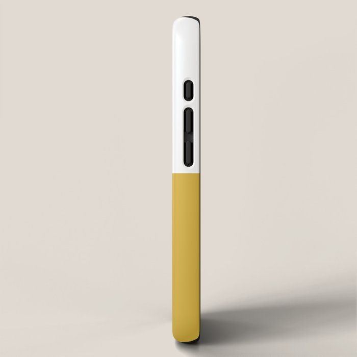 Mustard Yellow and White Minimalist Color Block Solid Half and Half iPhone Case Gallery Image 2