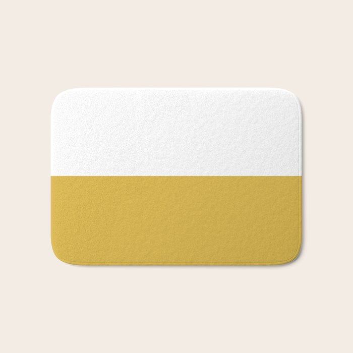 Mustard Yellow and White Minimalist Color Block Solid Half and Half Bath Mat Gallery Image 1
