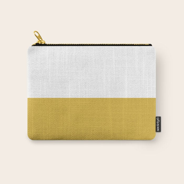 Mustard Yellow and White Minimalist Color Block Solid Half and Half Carry All Pouch Gallery Image 1