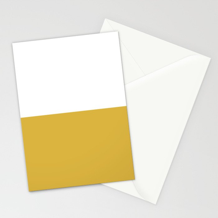 Mustard Yellow and White Minimalist Color Block Solid Half and Half Stationery Card Gallery Image 2