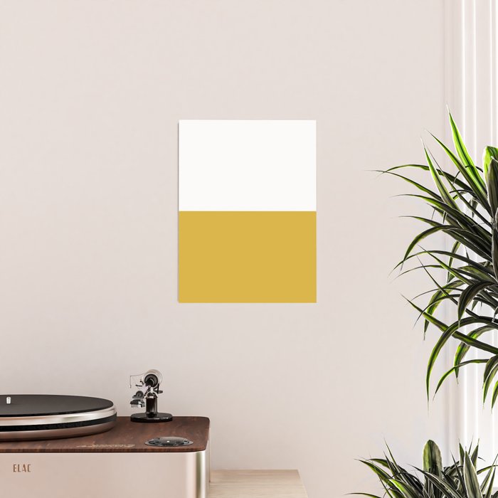 Mustard Yellow and White Minimalist Color Block Solid Half and Half Poster Gallery Image 2