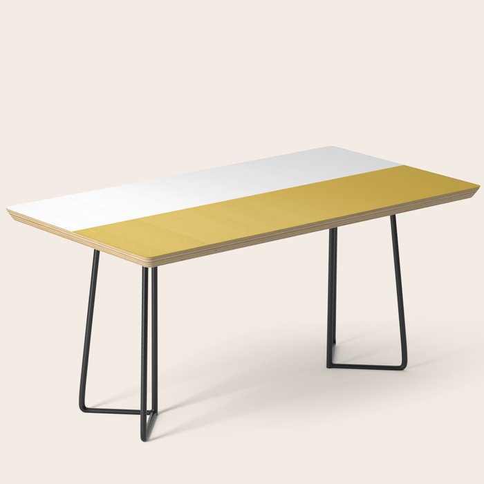 Mustard Yellow and White Minimalist Color Block Solid Half and Half Coffee Table Gallery Image 1