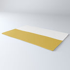 Mustard Yellow and White Minimalist Color Block Solid Half and Half Rug Gallery Image 3