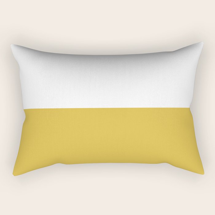 Mustard Yellow and White Minimalist Color Block Solid Half and Half Rectangular Pillow Gallery Image 2